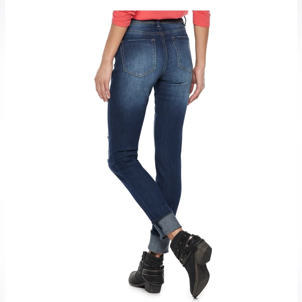 New' Indigo Rein Mid-Rise Roll-Cuff Ankle Skinny Jeans